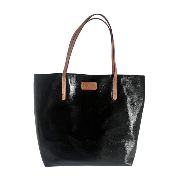 Kate Spade Tote Bag Womens Large Patent Leather Polka Dot Interior Shoulder - Picture 1 of 12